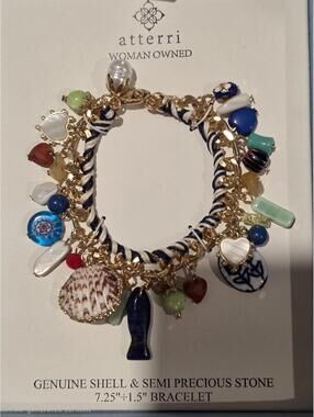 Atterri Bracelet Woman Owned Charm Multi Color Tik Tok Viral Gold Tone